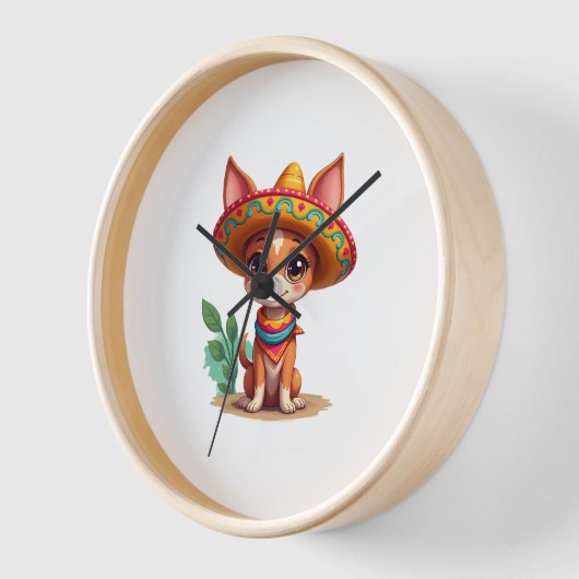 Chihuahua  Mexico  Cinco de Mayo  Funny Dog   (3) 壁時計 (傾斜)