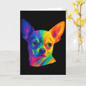 Chihuahua P Art Rtrait For Dog Owners カード (黄色い花)