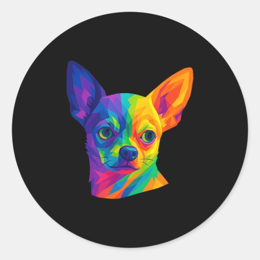 Chihuahua P Art Rtrait For Dog Owners ラウンドシール (正面)