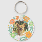 Chihuahua Pastel Orange Silhouette Custom Photo キーホルダー (裏面)