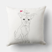 Chihuahua Pet Line Art with Name クッション (裏面)
