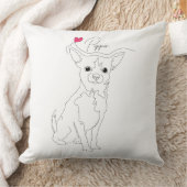 Chihuahua Pet Line Art with Name クッション (ブランケット)