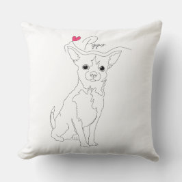 Chihuahua Pet Line Art with Name クッション