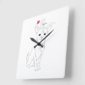 Chihuahua Pet Line Art with Name スクエア壁時計 (傾斜)