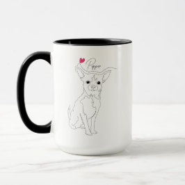 Chihuahua Pet Line Art with Name マグカップ