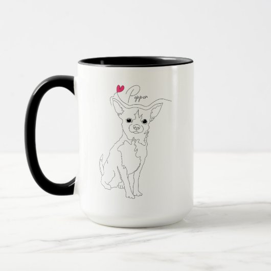 Chihuahua Pet Line Art with Name マグカップ (左)