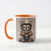 Chihuahua pilote de course en karting. マグカップ (左)