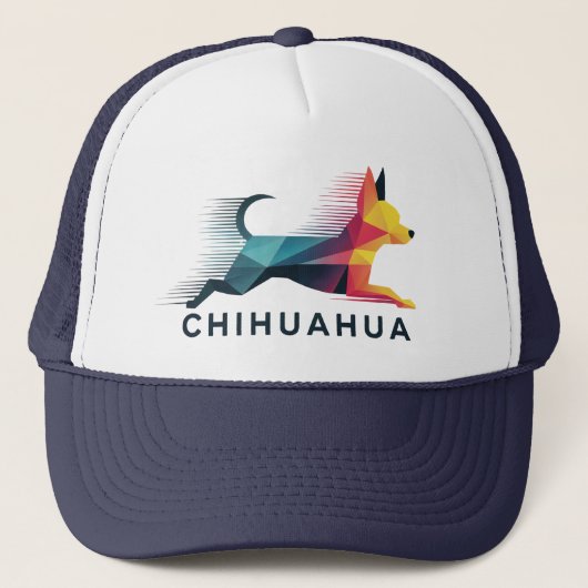 Chihuahua poligonal en amarillo y azul キャップ (正面)