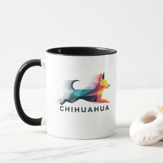 Chihuahua poligonal en amarillo y azul マグカップ