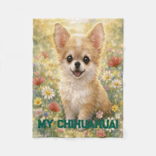 Chihuahua Puppy Customizable Blanket フリースブランケット (正面)