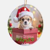 Chihuahua Puppy Dog's Christmas セラミックオーナメント (左)