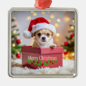 Chihuahua Puppy Dog's Christmas メタルオーナメント (正面)