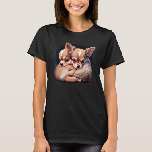 Chihuahua Puppys  Cute Dogs Little Love Heart 1 Tシャツ (正面)