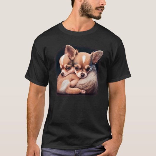 Chihuahua Puppys  Cute Dogs Little Love Heart 1 Tシャツ (正面)