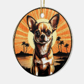 Chihuahua Retro Sunset Dog Lover セラミックオーナメント (左)