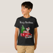 Chihuahua Riding Red Truck Merry Christmas Dog Lov Tシャツ (正面フル)