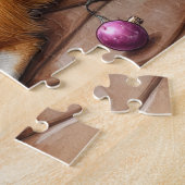 Chihuahua Sitting Fireplace with Christmas Lights ジグソーパズル (側面)