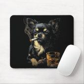 Chihuahua Smoking Cigarette Whisky Lover Funny Dog マウスパッド (マウス)