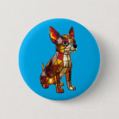 Chihuahua Stained Glass Button 缶バッジ (正面)