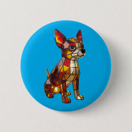 Chihuahua Stained Glass Button 缶バッジ