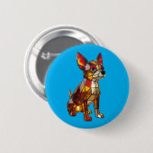 Chihuahua Stained Glass Button 缶バッジ (正面&裏面)