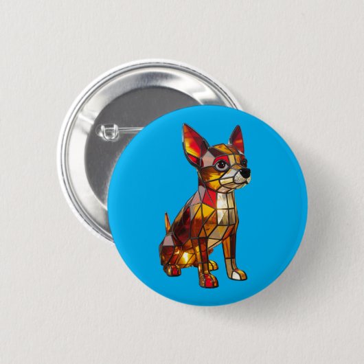 Chihuahua Stained Glass Button 缶バッジ (正面&裏面)