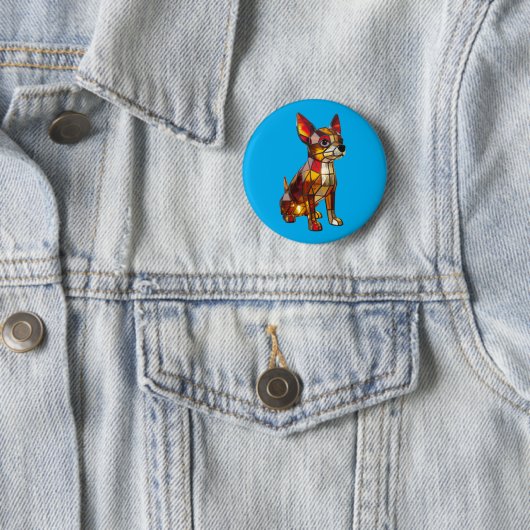 Chihuahua Stained Glass Button 缶バッジ (インサイチュ)