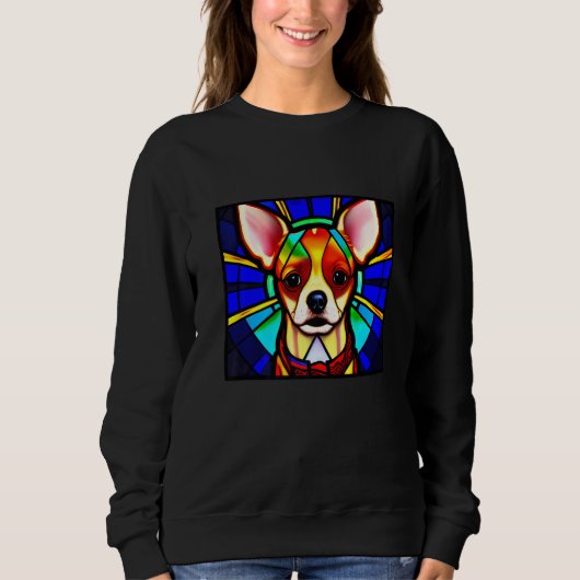 Chihuahua - Stained Glass Pop Art Premium_11 スウェットシャツ (正面)