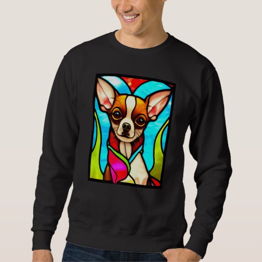Chihuahua - Stained Glass Pop Art Premium_3 スウェットシャツ (正面)