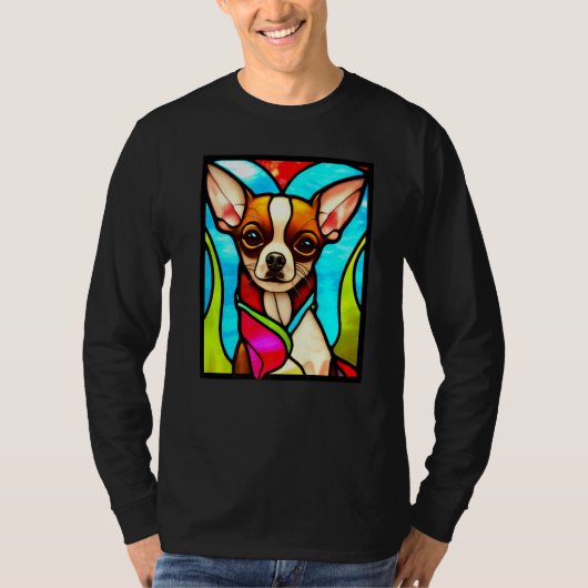 Chihuahua - Stained Glass Pop Art Premium_3 Tシャツ (正面)