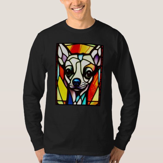 Chihuahua - Stained Glass Pop Art Premium_4 Tシャツ (正面)
