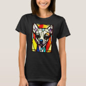 Chihuahua - Stained Glass Pop Art Premium_4 Tシャツ (正面)