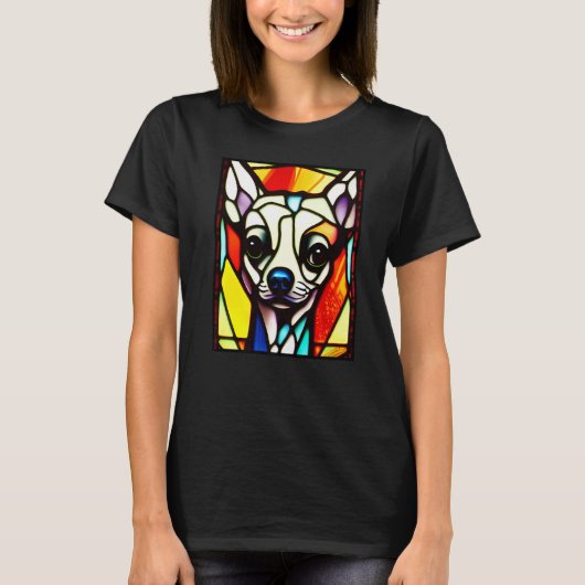 Chihuahua - Stained Glass Pop Art Premium_4 Tシャツ (正面)