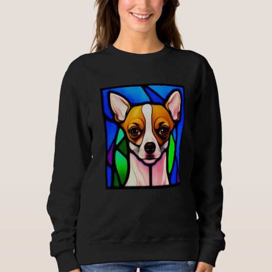 Chihuahua - Stained Glass Pop Art Premium_5 スウェットシャツ (正面)