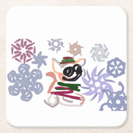  Chihuahua Winter  スクエアペーパーコースター