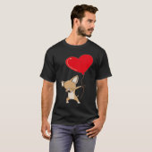 Chihuahua With Heart Balloon Valentines Day Love B Tシャツ (正面フル)