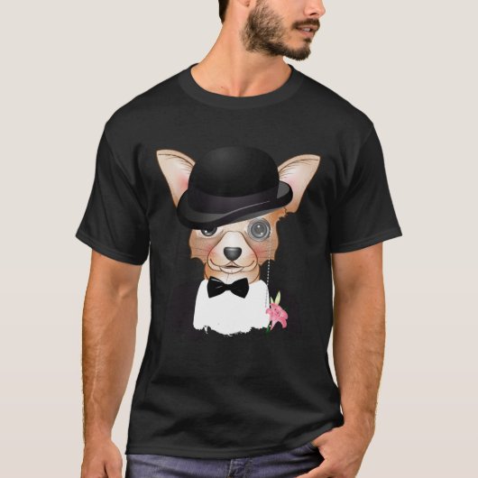 Chihuahua with melon monocle suit and lily tシャツ (正面)
