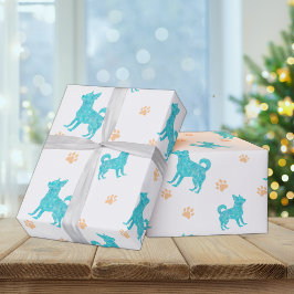 Chihuahua Wrapping Paper Minimal Pastel Blue Gift ラッピングペーパー