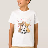 chihuahuas with soccer ball for Valentine's Day Tシャツ (正面)