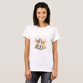 chihuahuas with soccer ball for Valentine's Day Tシャツ