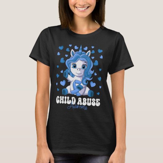 Child Abuse Awareness Month Blue Ribbon Unicorn Tシャツ (正面)
