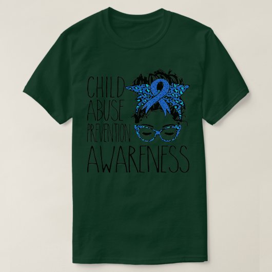 Child Abuse Prevention awareness messy hair bun    Tシャツ (デザイン正面)