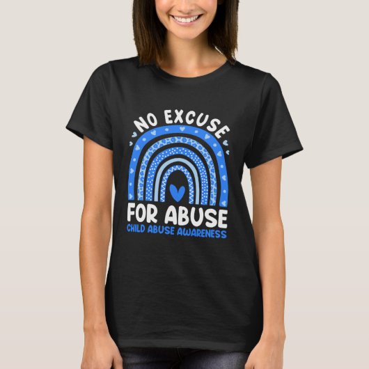 Child Abuse Prevention Awareness Month Blue Rainbo Tシャツ (正面)