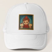 Child and Cats Portrait キャップ (正面)