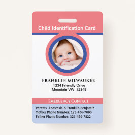 Child Boy Girl Kid写真ID識別カード バッジ