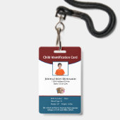 Child Boy Girl Photo親アラー連絡トID バッジ (正面（ネックストラップ付）)