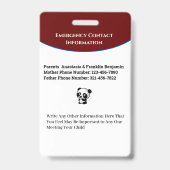 Child Boy Girl Photo親アラー連絡トID バッジ (裏面)