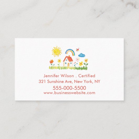 Child Daycare Childcare Service Rainbow 名刺 (裏面)