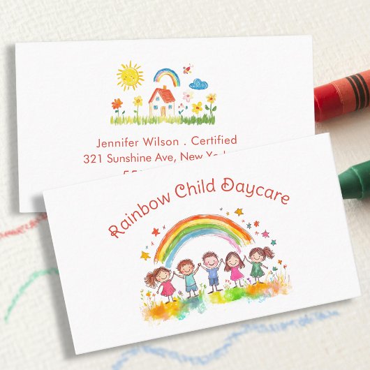 Child Daycare Childcare Service Rainbow 名刺