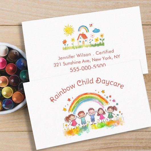 Child Daycare Childcare Service Rainbow 名刺